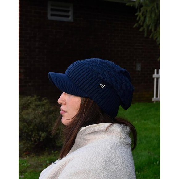 Beanie Fuzzy Fleece Lining Warm  Chunky Soft Stretchy Oversized  Knit Hat main image 4